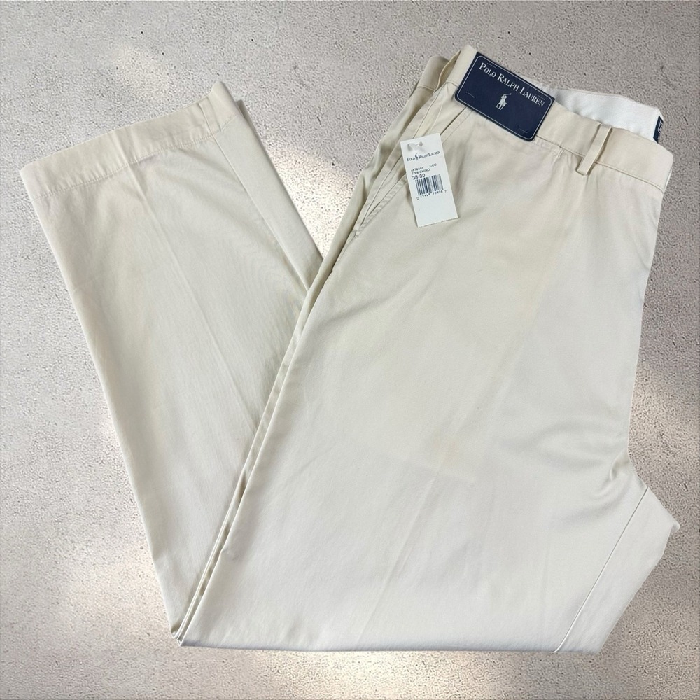 NWT‎ Polo Ralph Lauren Pants Mens 38x30 Tiss Chino Vintage 90s Khaki